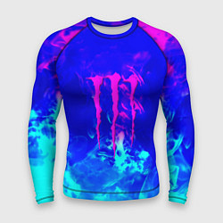 Мужской рашгард Monster energy дым неоновый