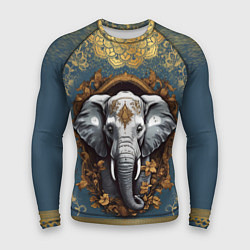 Мужской рашгард Слон лотос и золотая мандала