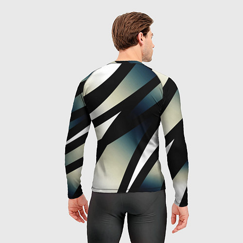 Мужской рашгард Чёрно-белый с синим затемнением полосы / 3D-принт – фото 4
