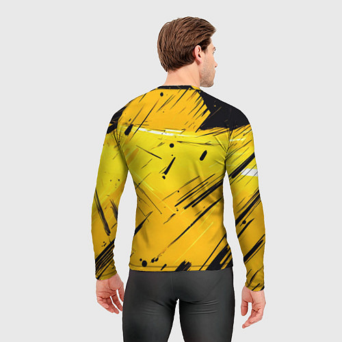 Мужской рашгард Желтая краска на черном фоне / 3D-принт – фото 4