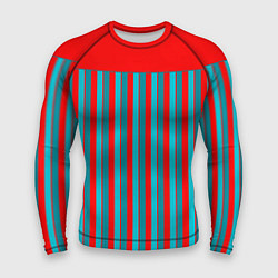 Мужской рашгард Красно синий комбинированный узор с полосами