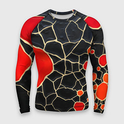 Мужской рашгард Красная абстракция на черном лаке