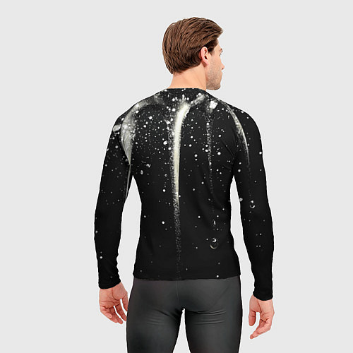Мужской рашгард Белые брызги на черном / 3D-принт – фото 4