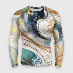 Мужской рашгард Аквамарин и оранж узор с завитками