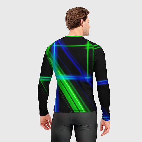 Мужской рашгард Color blue black green / 3D-принт – фото 4
