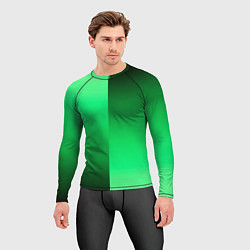Рашгард мужской Чёрно-зелёный градиент пополам, цвет: 3D-принт — фото 2