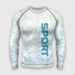 Рашгард мужской Sport бело-голубой, цвет: 3D-принт