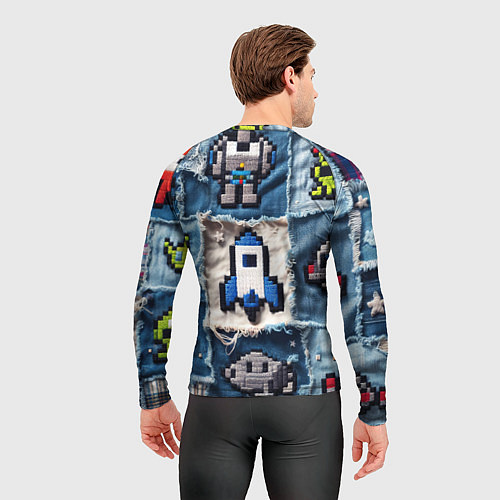 Мужской рашгард Космический пиксельный корабль / 3D-принт – фото 4