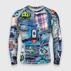 Рашгард мужской Пиксельная ракета, цвет: 3D-принт