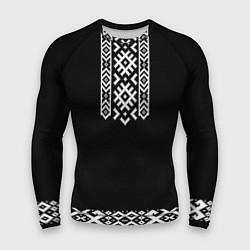 Мужской рашгард Славянский орнамент и узор на черном - вышиванка р
