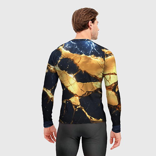Мужской рашгард Золотая текстура на синем / 3D-принт – фото 4