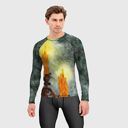 Рашгард мужской Две горящие свечи в темноте, цвет: 3D-принт — фото 2