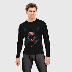 Рашгард мужской Cyber cat неоновые глаза, цвет: 3D-принт — фото 2