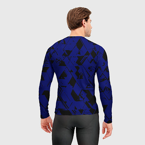 Мужской рашгард Синий с чёрными деталями абстракция / 3D-принт – фото 4