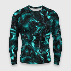 Мужской рашгард Бирюзово-черная мраморная текстура - блики