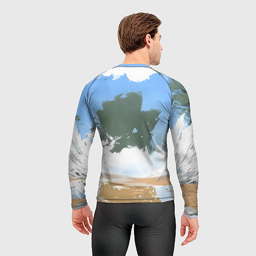 Мужской рашгард Медведь бежит среди волн / 3D-принт – фото 4