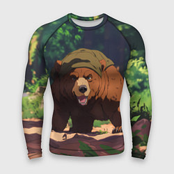 Рашгард мужской Бурый медведь в лесу, цвет: 3D-принт