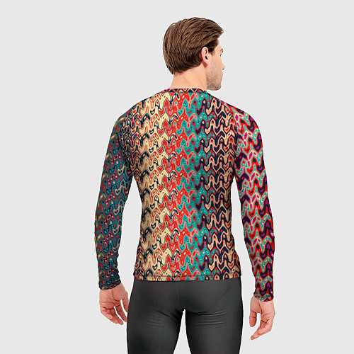 Мужской рашгард Красно-синий искажённые полосы узор / 3D-принт – фото 4