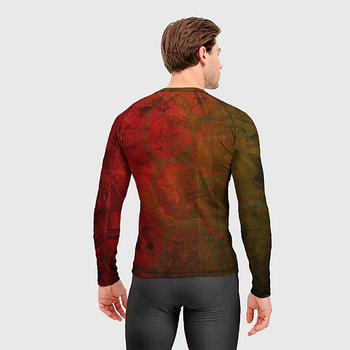 Мужской рашгард Абстракция - green circles in red / 3D-принт – фото 4