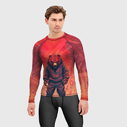 Рашгард мужской Мишка на спорте, цвет: 3D-принт — фото 2