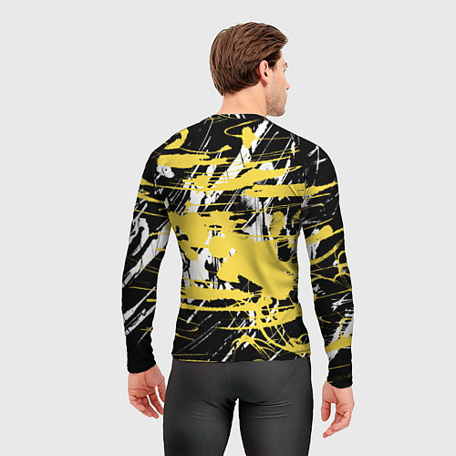 Мужской рашгард Желтая краска на черном / 3D-принт – фото 4