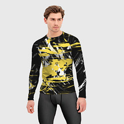 Рашгард мужской Желтая краска на черном, цвет: 3D-принт — фото 2