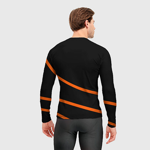 Мужской рашгард Sport чёрный с оранжевыми полосами / 3D-принт – фото 4