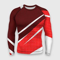 Мужской рашгард Красно-белый абстрактный с полосами