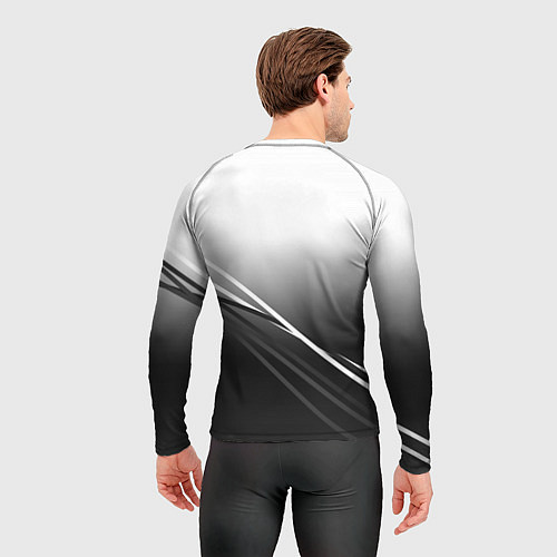 Мужской рашгард Sport градиент из белого в серый с полосами / 3D-принт – фото 4