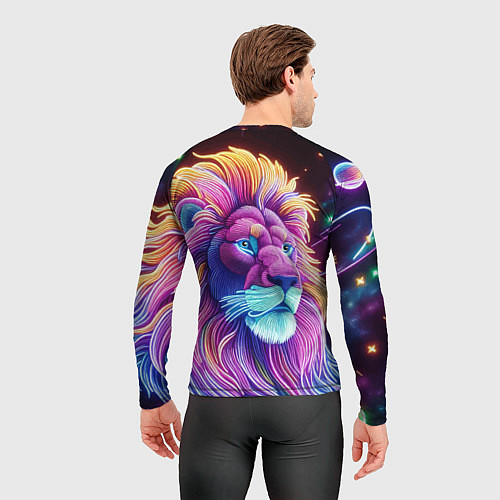 Мужской рашгард Космический неоновый лев - нейроарт фантазия / 3D-принт – фото 4