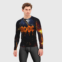 Рашгард мужской ACDC лого из лавы на треснутой текстуре, цвет: 3D-принт — фото 2