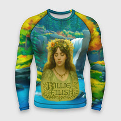 Рашгард мужской Билли Айлиш на фоне природы, цвет: 3D-принт