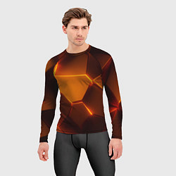 Рашгард мужской Оранжевые объемные пластины, цвет: 3D-принт — фото 2