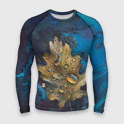 Рашгард мужской Осенний лист с каплями акварельный - крупный арт, цвет: 3D-принт