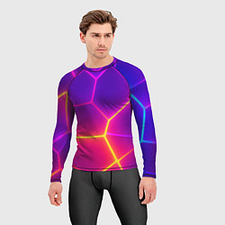 Рашгард мужской Синие плиты с фиолетовым свечением, цвет: 3D-принт — фото 2