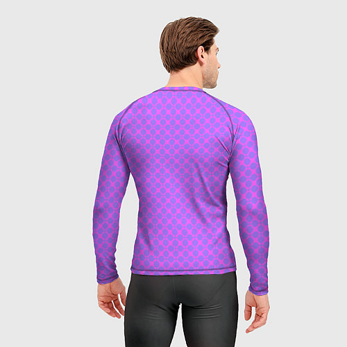 Мужской рашгард Розовый сиреневый узор в клетку и горох / 3D-принт – фото 4