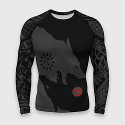 Рашгард мужской Волки викингов с обережными символами - тату, цвет: 3D-принт