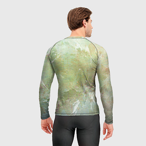 Мужской рашгард Абстракция - white waves on green background / 3D-принт – фото 4