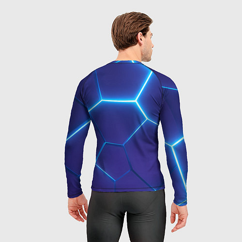 Мужской рашгард Bones белое лого на синих плитах / 3D-принт – фото 4