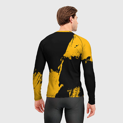 Мужской рашгард Голден Стэйт Уорриорз - брызги желтой краски / 3D-принт – фото 4