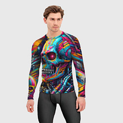 Рашгард мужской Cyber skull - pattern, цвет: 3D-принт — фото 2