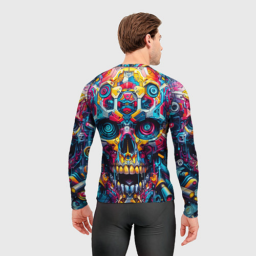 Мужской рашгард Кибер череп - нейроарт паттерн / 3D-принт – фото 4