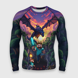 Рашгард мужской Дракон края и Стив - Майнкрафт арт, цвет: 3D-принт