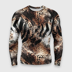 Мужской рашгард Змеиная кожа и полоски зебры микс - сафари паттерн