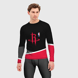 Рашгард мужской Хьюстон Рокетс - линии, цвет: 3D-принт — фото 2