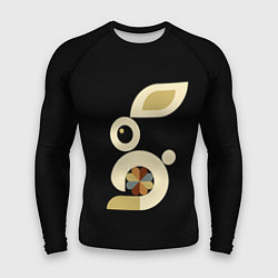 Мужской рашгард Абстракция белый кролик цветочный модерн