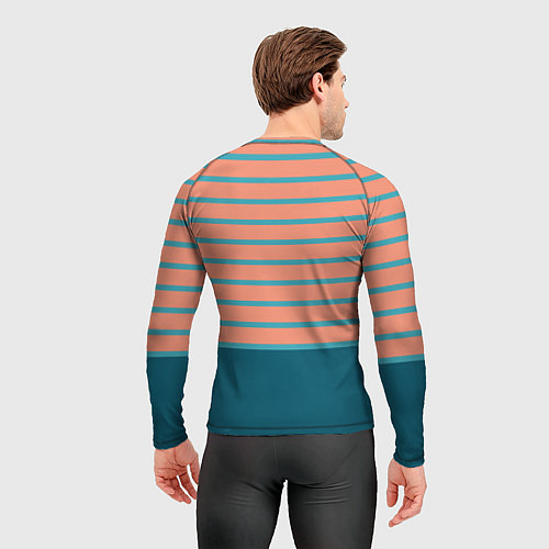 Мужской рашгард Полосатый мандариновый морской рассвет / 3D-принт – фото 4