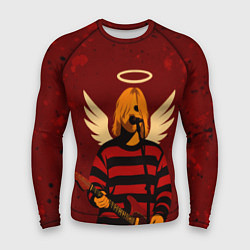 Рашгард мужской Нирвана, Курт Кобейн с крыльями ангела, цвет: 3D-принт