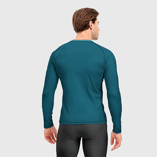 Мужской рашгард Полосатый мандариновый морской рассвет с однотоном / 3D-принт – фото 4