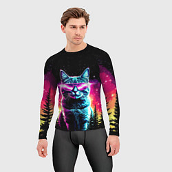 Рашгард мужской Космический кот в очках, цвет: 3D-принт — фото 2